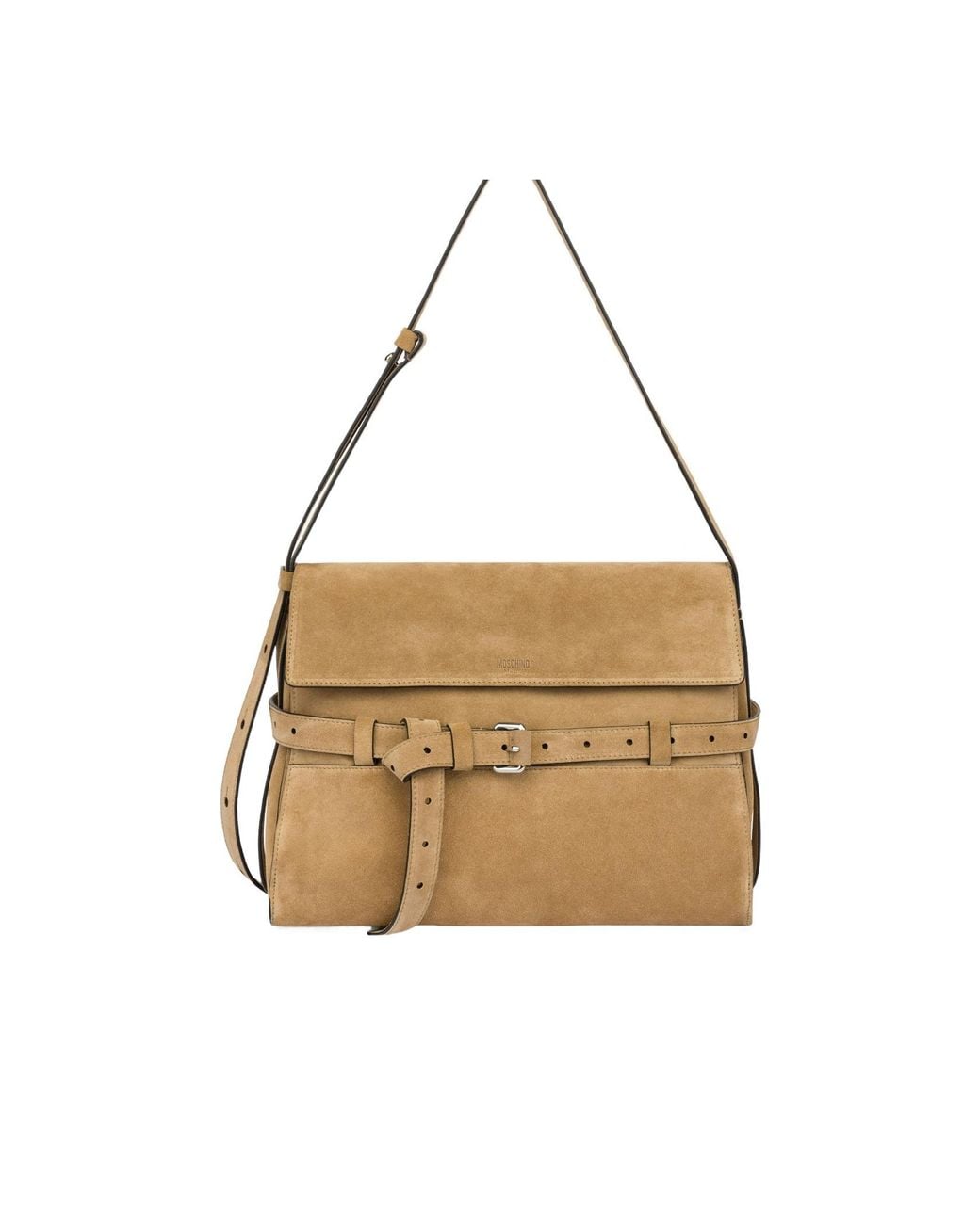 Moschino Metallic Tie Me Buckle Detailed Shoulder Bag