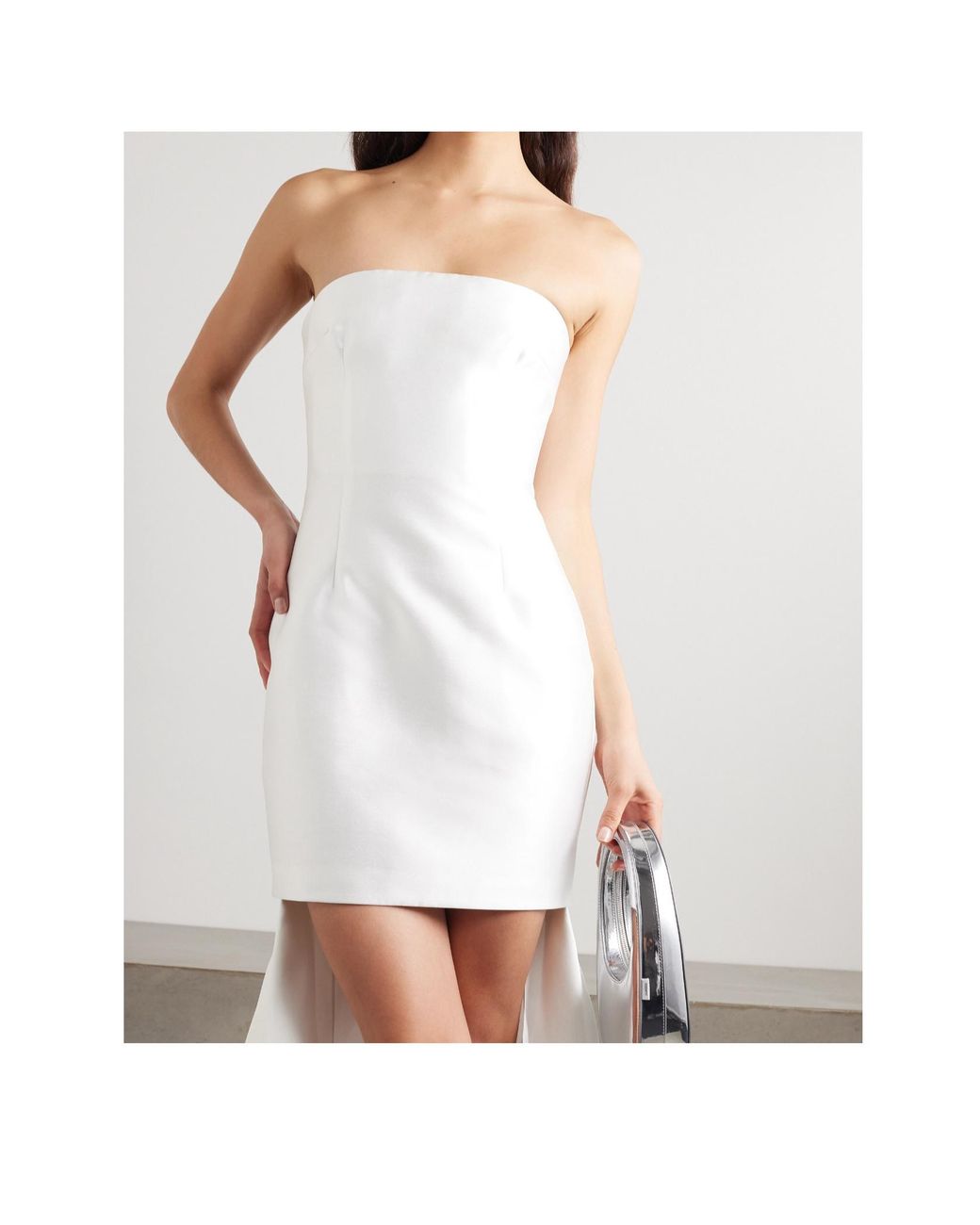 Solace London White Neva Strapless Satin-Twill Gown