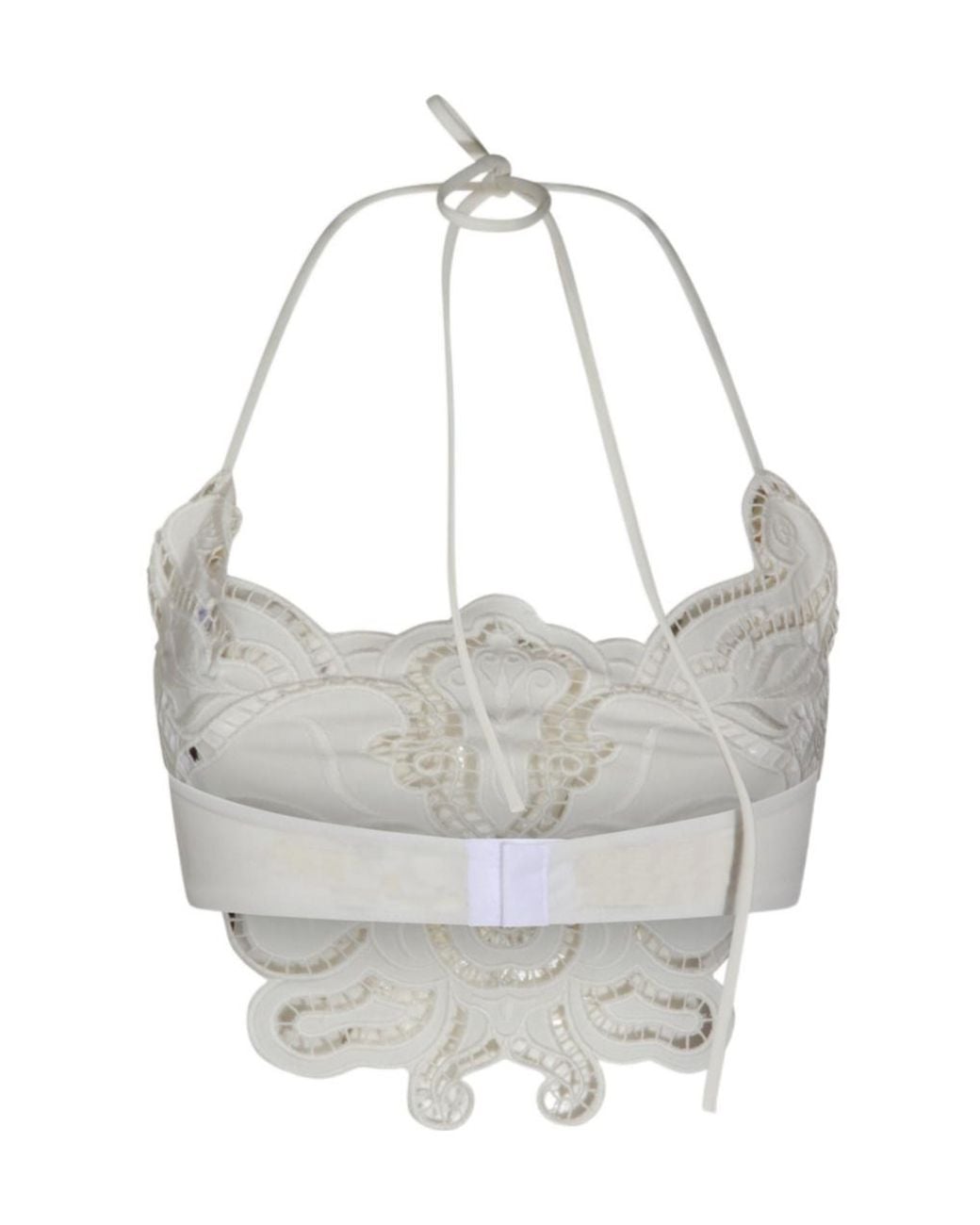 Blumarine White Embroidered Halterneck Crop Top