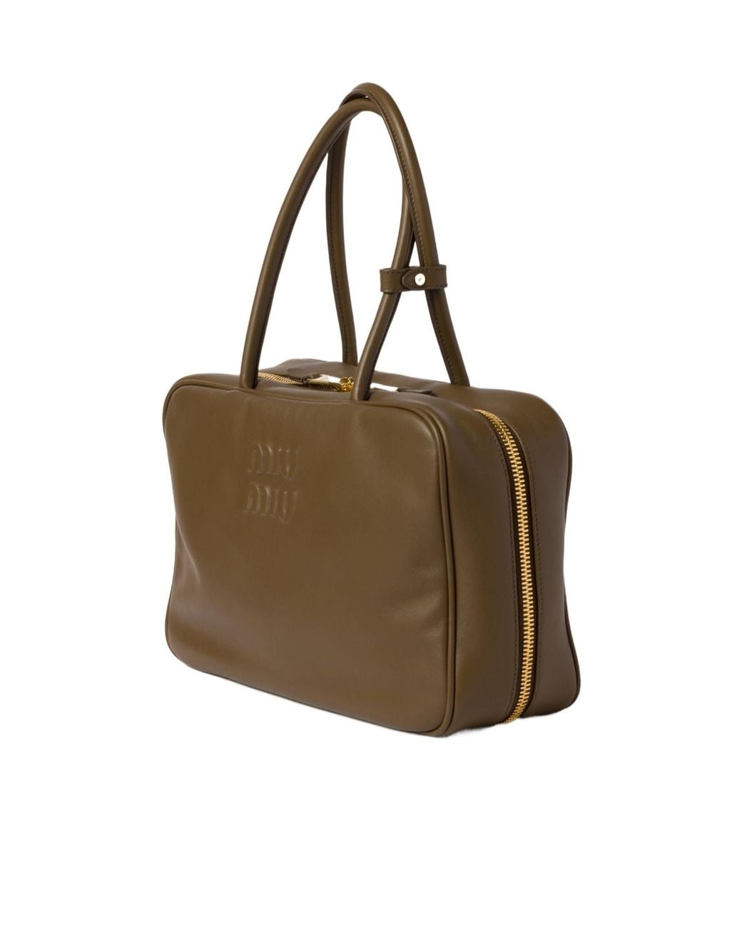 Miu Miu Brown Logo-Embossed Zipped Handbag