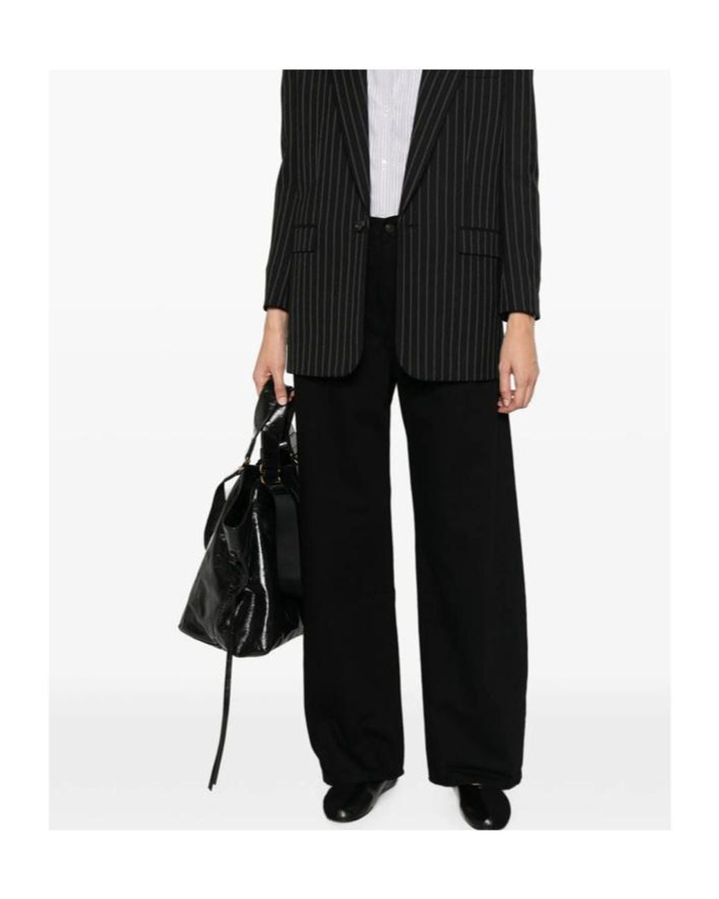 FRAME Black The Bow High-Rise Wide-Leg Jeans