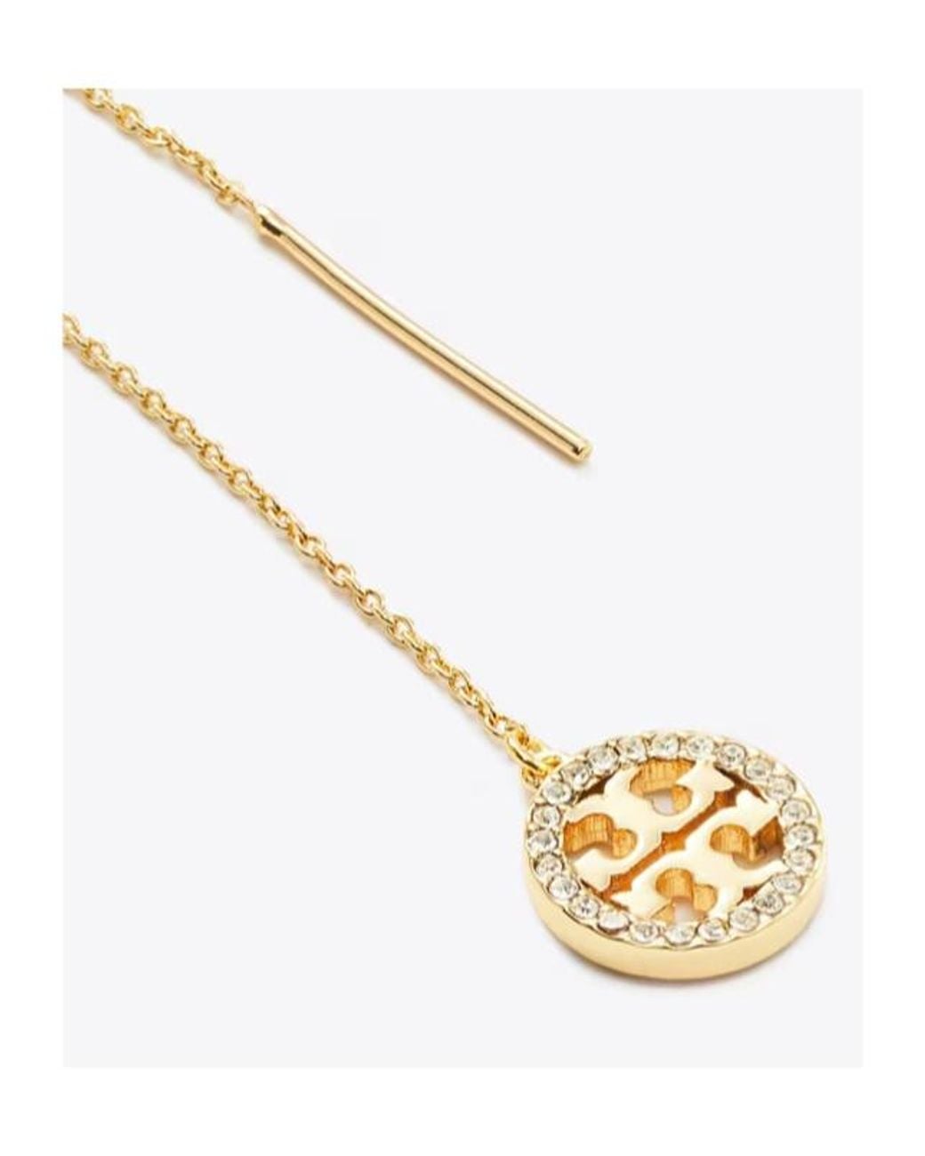 Tory Burch Metallic Pavé Threader Earrings