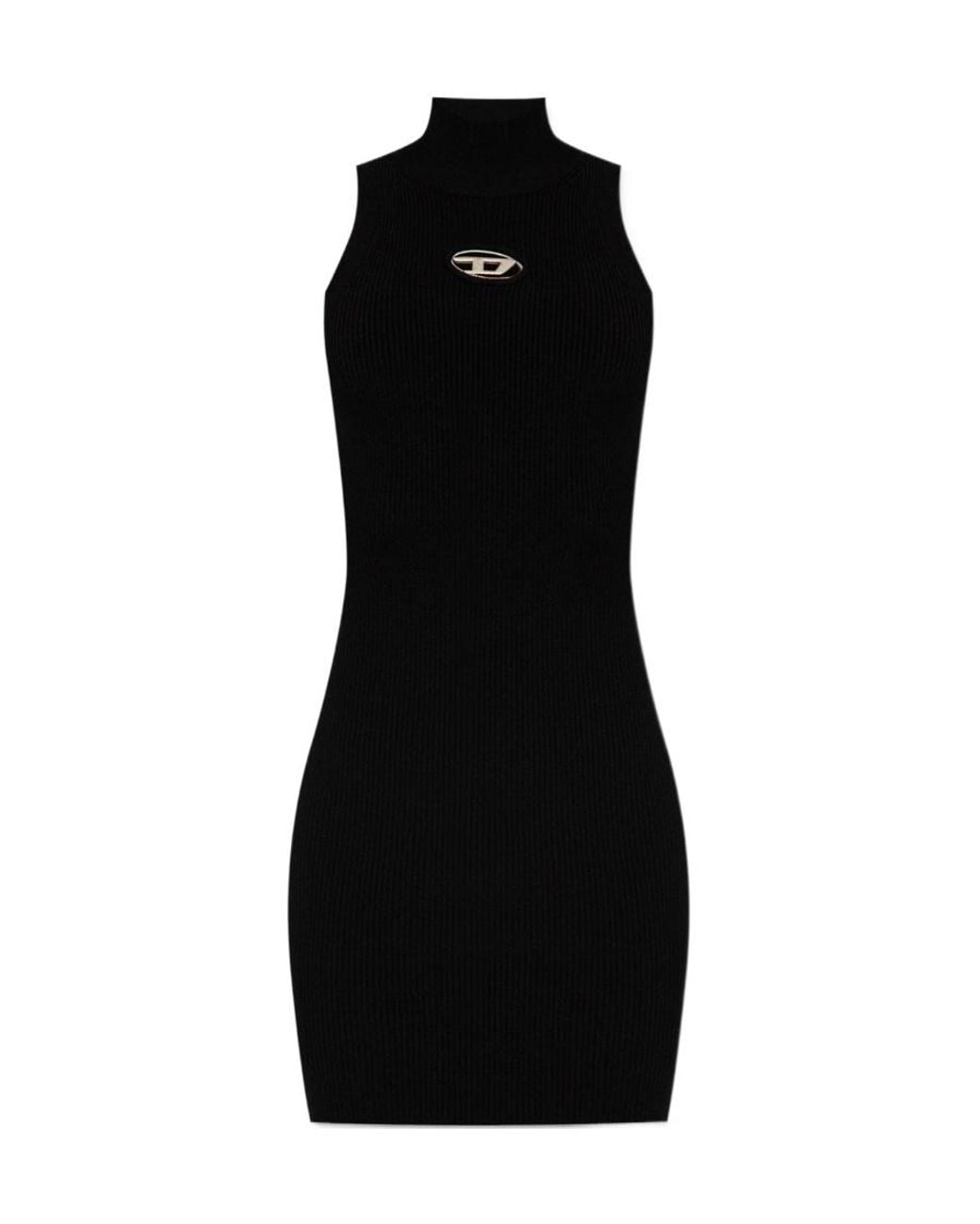 DIESEL Black M-Onervax Mock-Neck Ribbed Dress