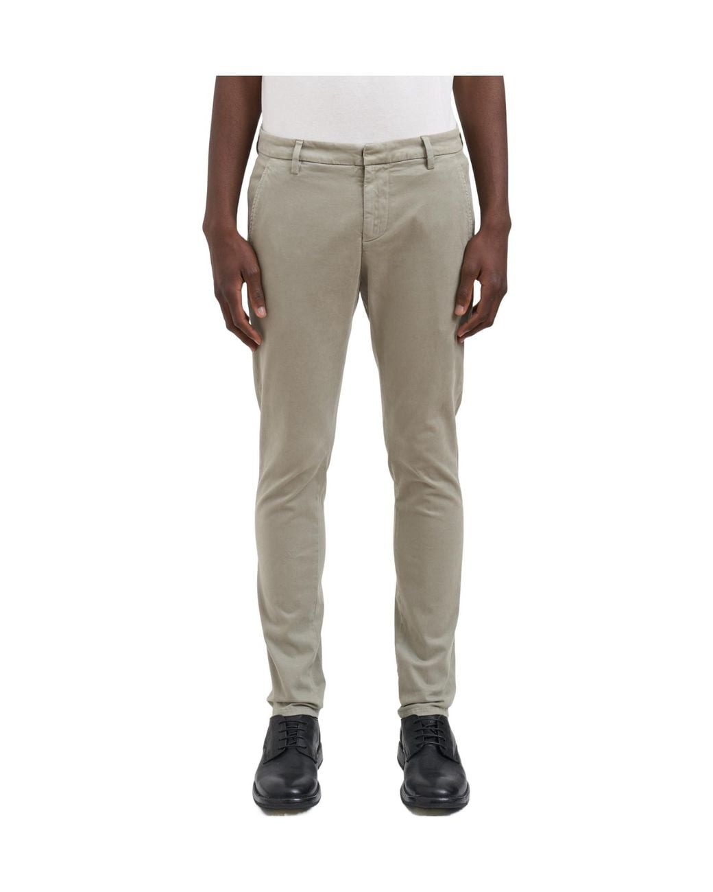 Dondup Gray Tapered-Fit Casual Trousers With Zip Details for men