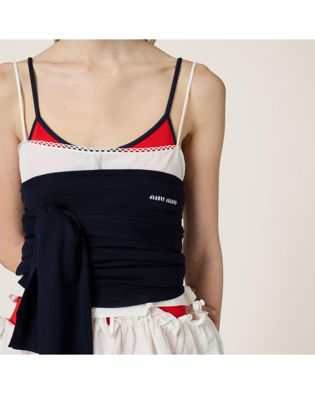 Miu Miu White Logo-Patch Sleeveless Dress