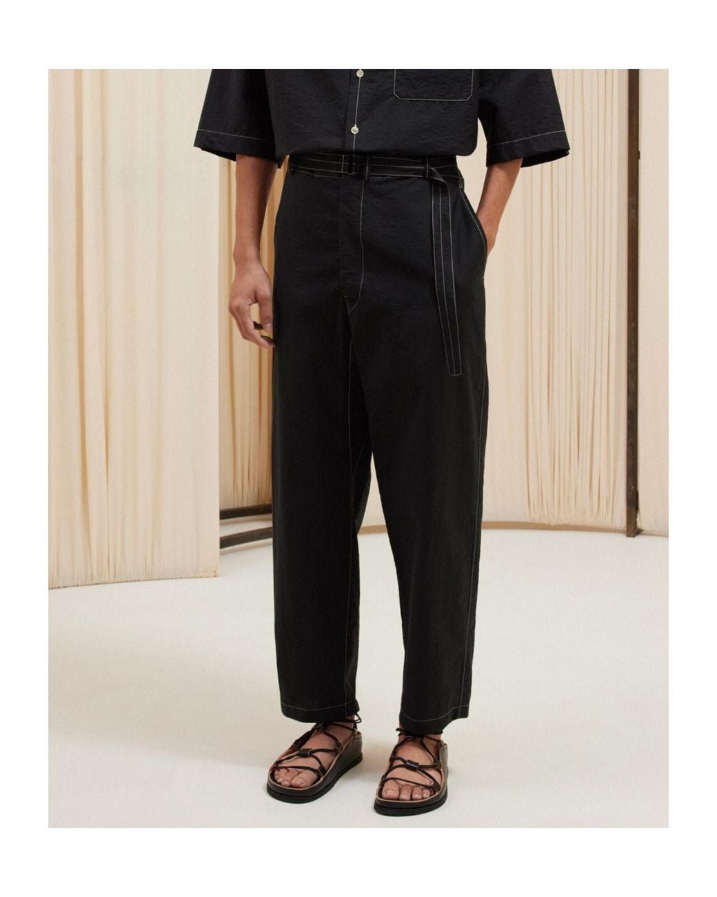 Lemaire Black Belted Cargo Pants for men