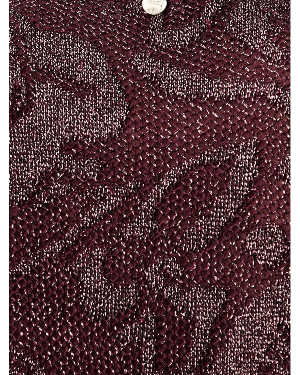 Liu Jo Blue Floral-Jacquard Lamé Sweater