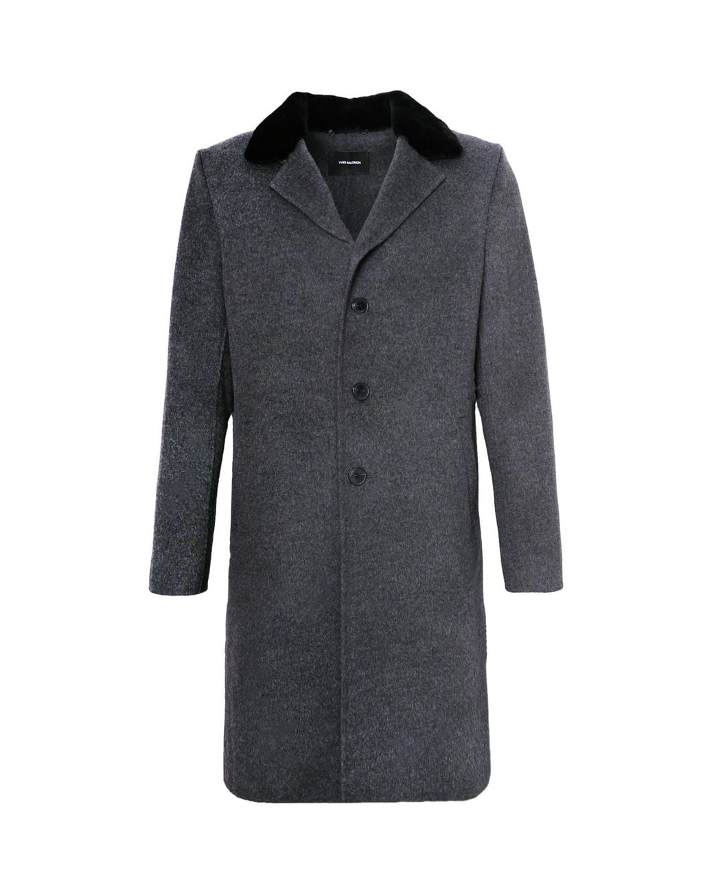 Yves Salomon Gray Single-Breasted Coat for men