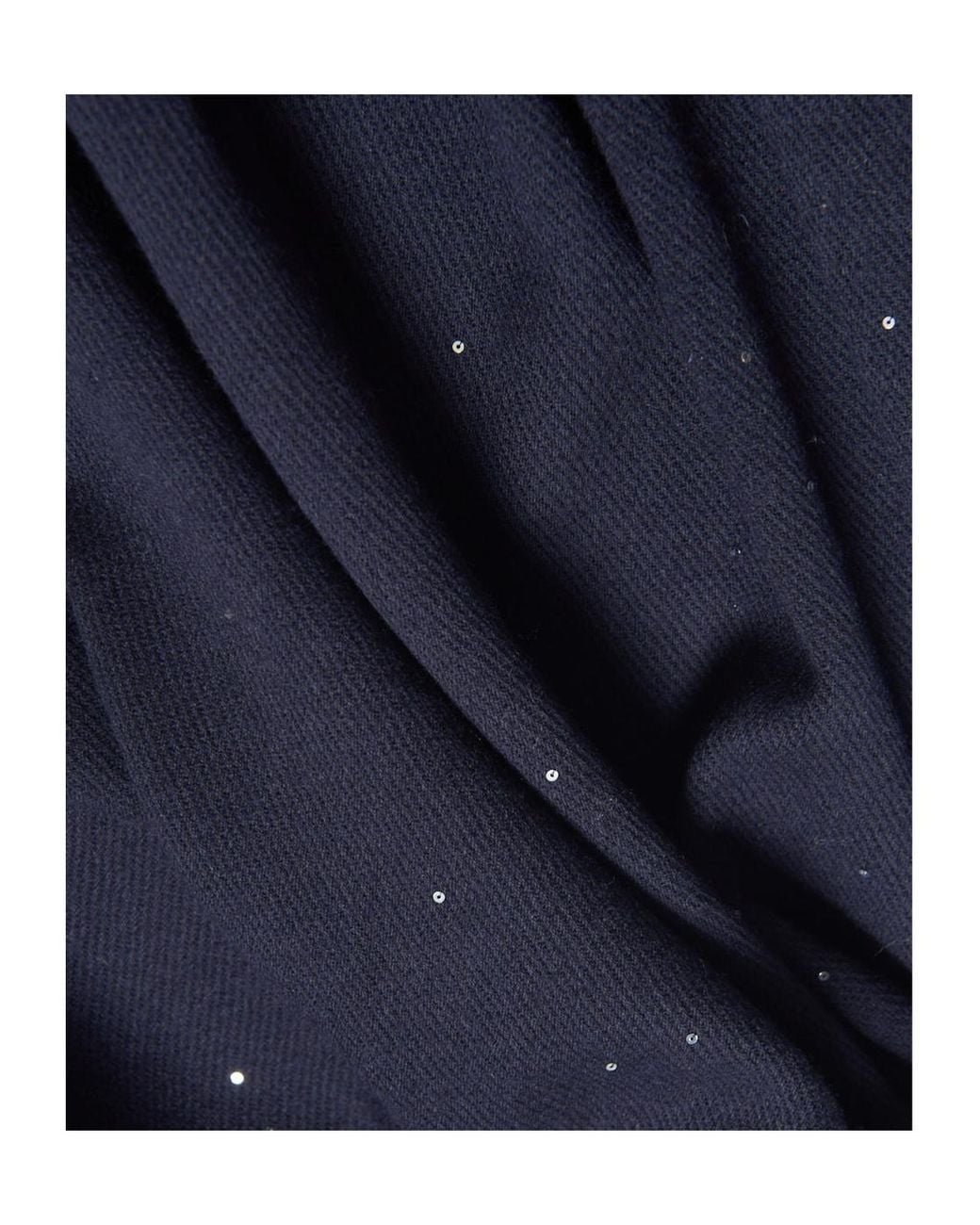 Peserico Blue Sequin Embellished Fringed Scarf