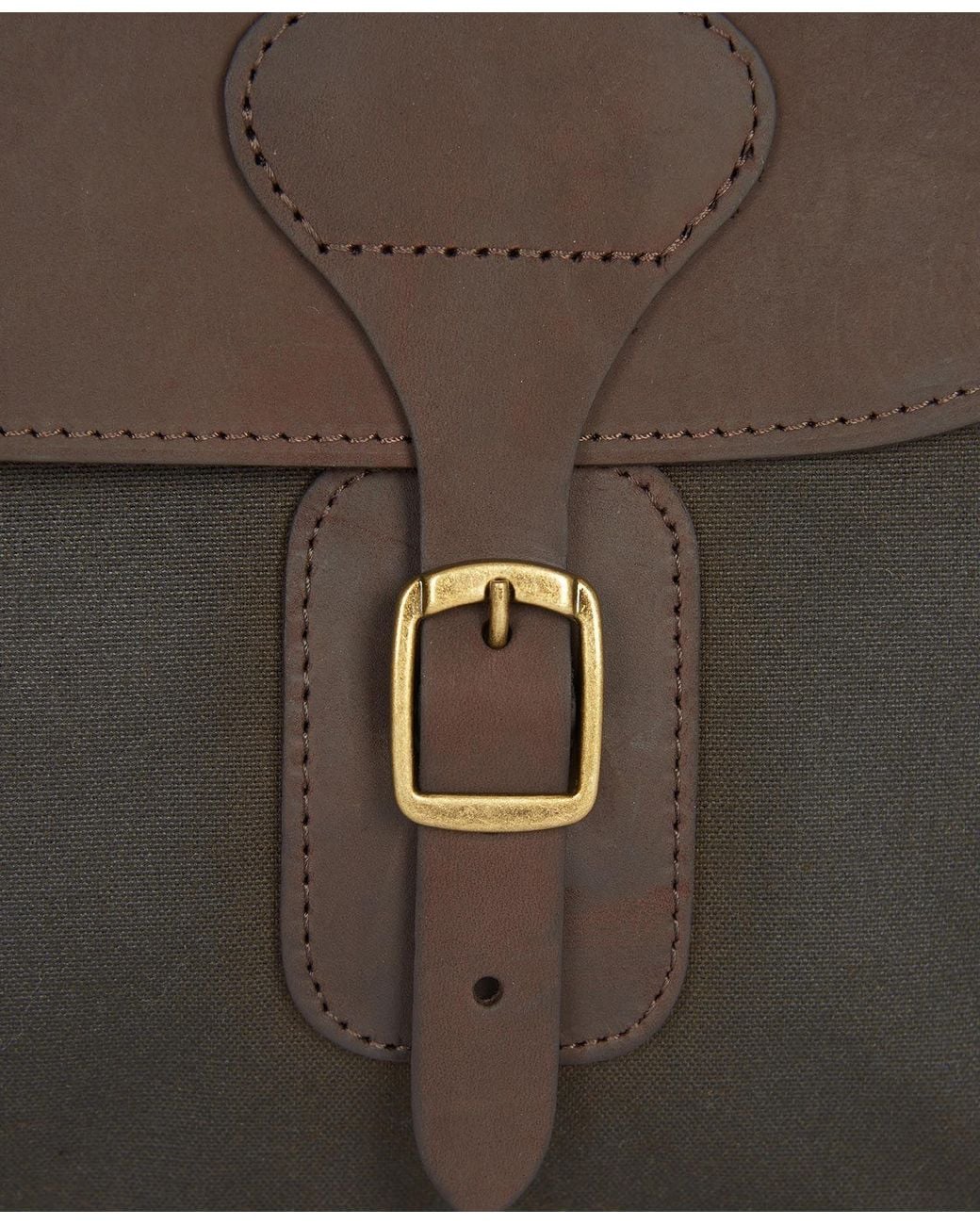 Barbour Brown Foldover Logo Embossed Briefcase for men