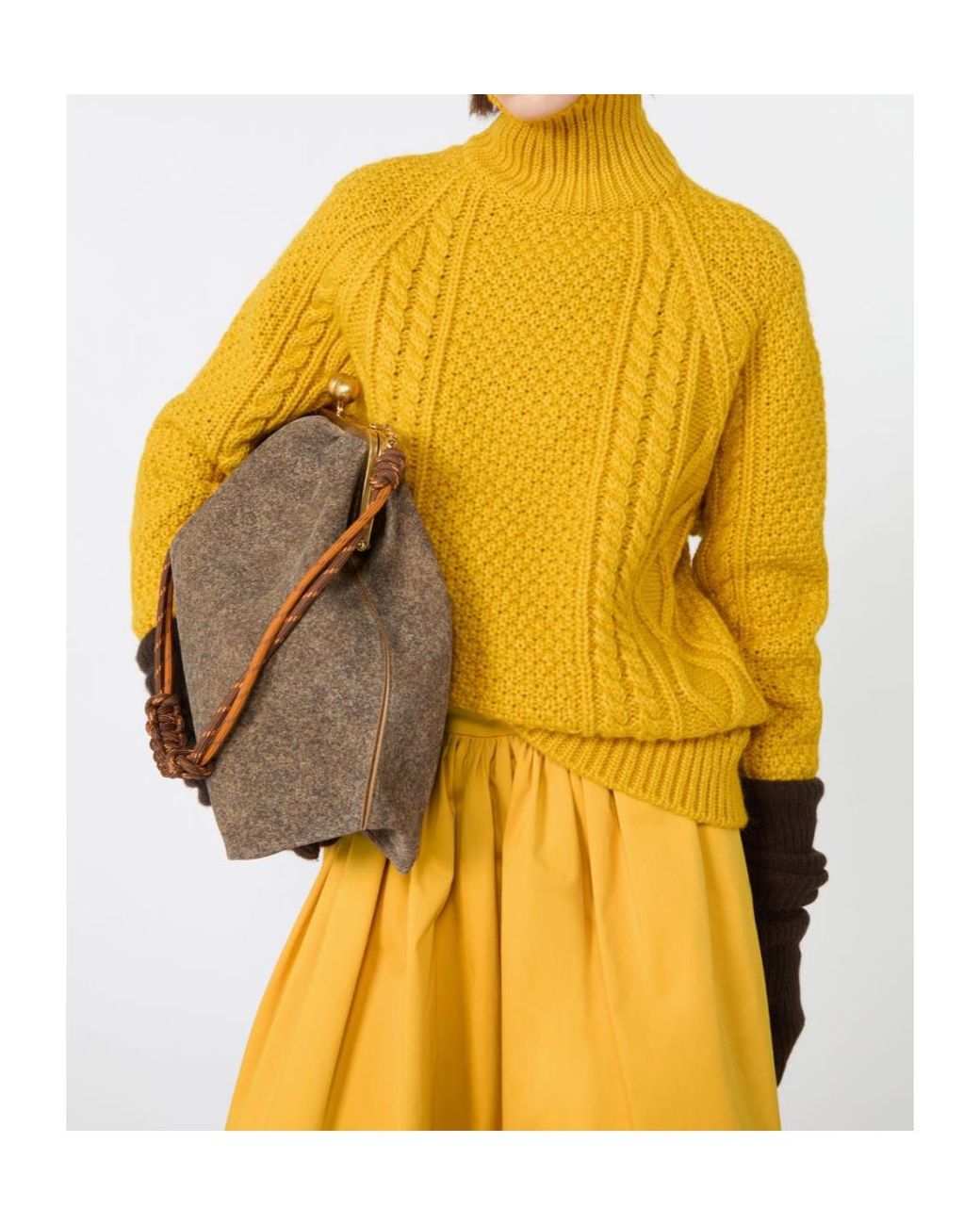Weekend by Maxmara Yellow Wool-Blend Rollneck Sweater