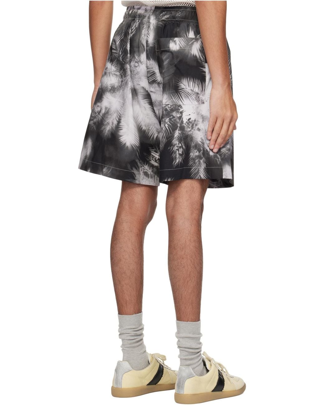 Palm Angels Gray Blueprint Palms Drawstring Track Shorts for men
