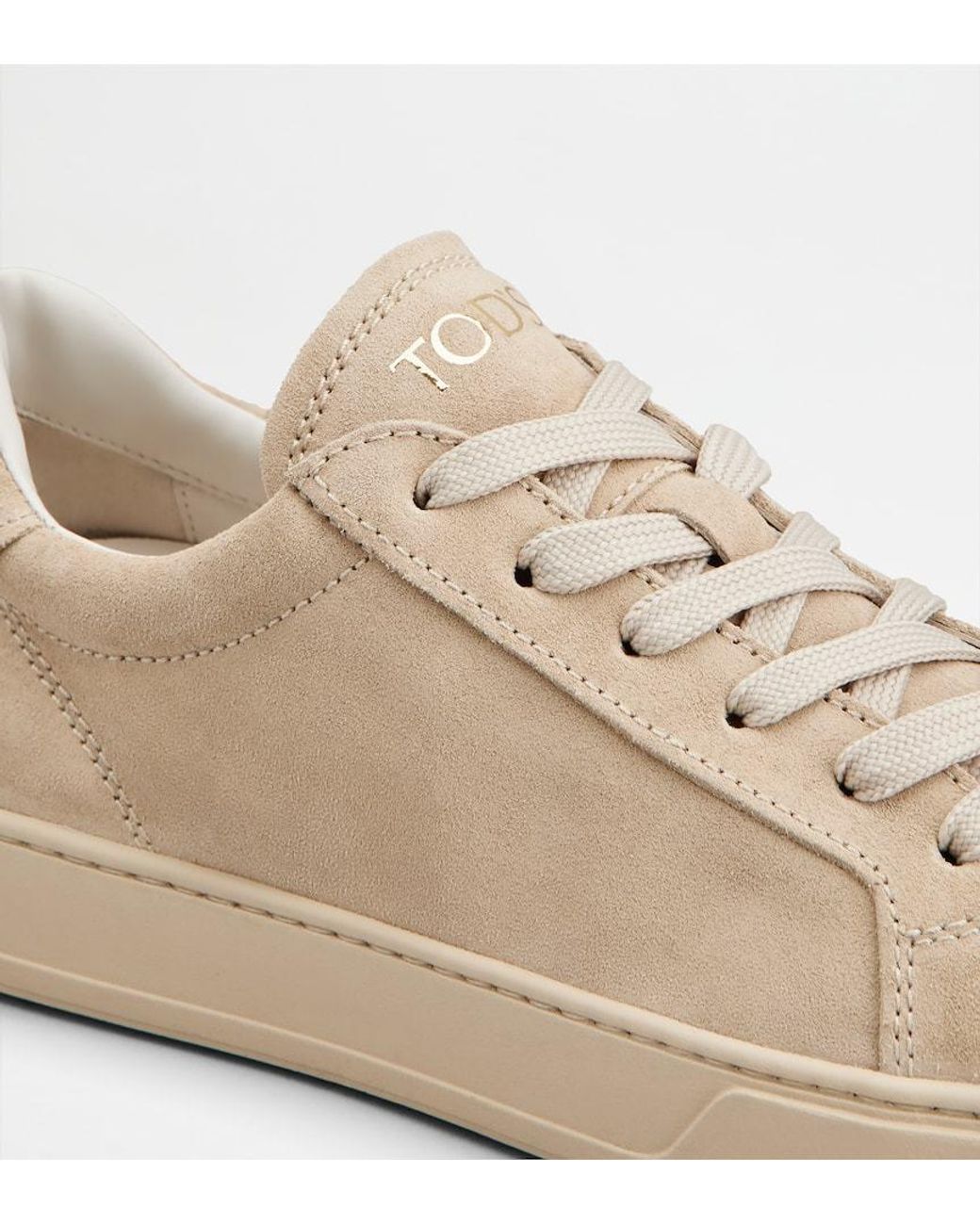 Tod's Natural Round Toe Lace-Up Sneakers