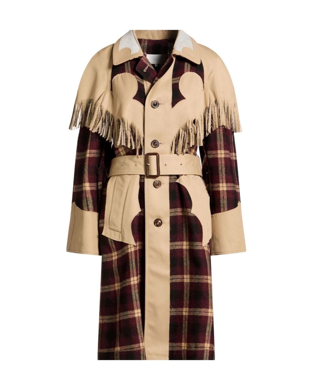 Maison Margiela Natural Plaid Long Coat