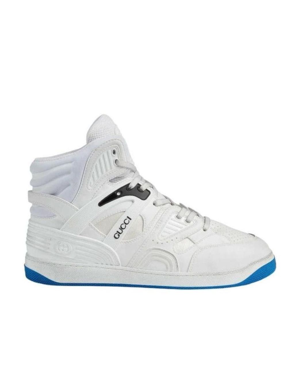 Gucci White Interlocking G Patch Basket Sneakers for men