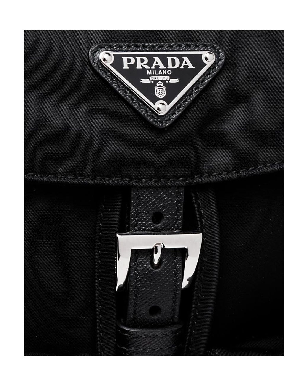 Prada Black Triangle Logo Plaque Backpack