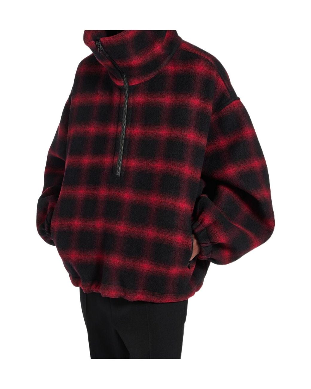 Balenciaga Red Half Zip Checked Oversized Jacket for men