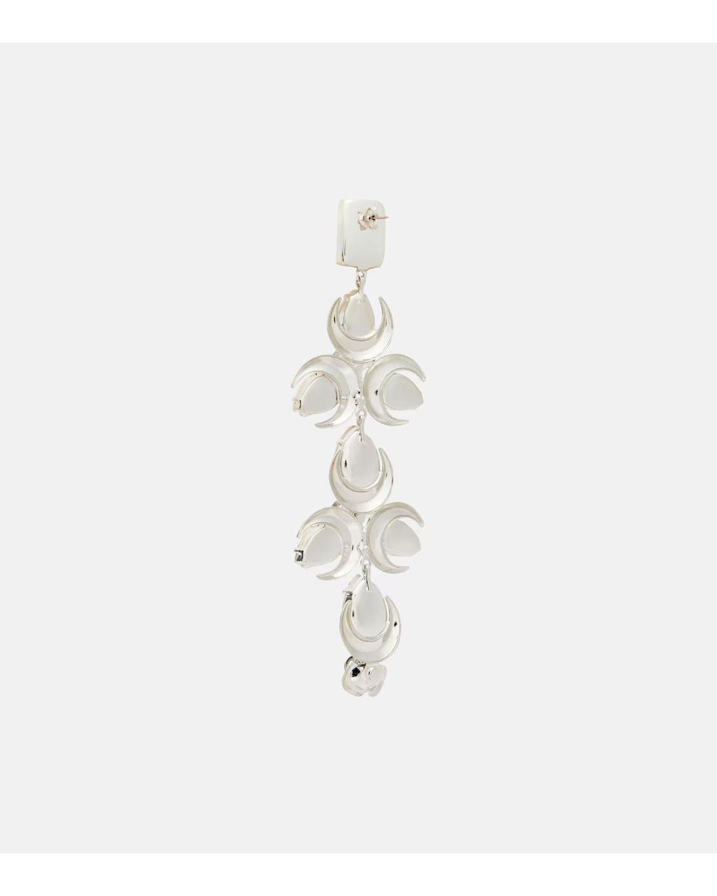Magda Butrym White Crystal-Embellished Floral Drop Earrings