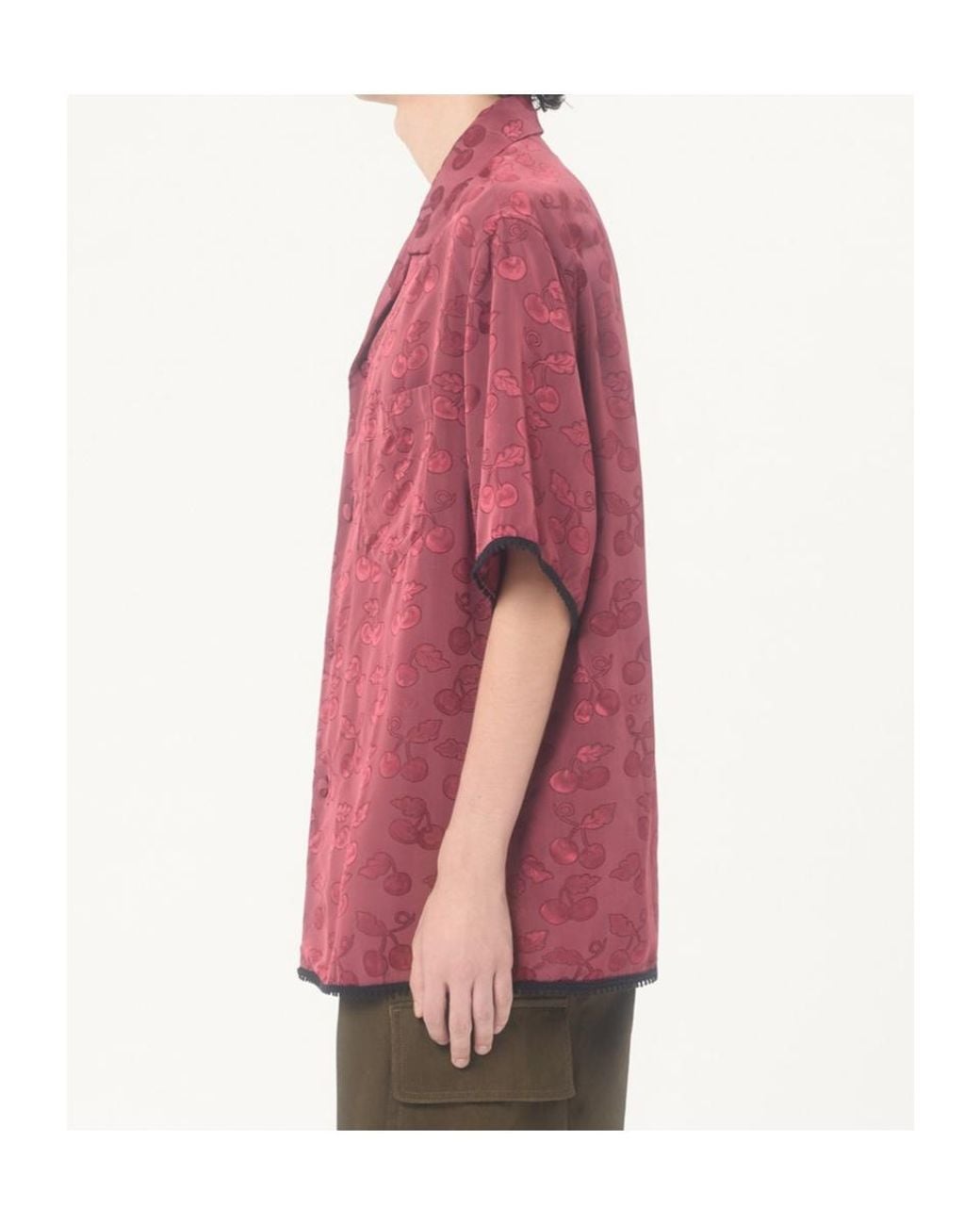 Valentino Red Jacquard Patterned Bowling Shirt for men