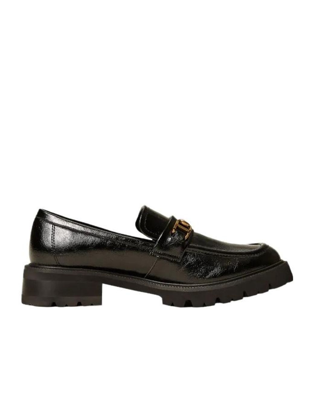 Twinset Brown Oval-Clasp Loafers