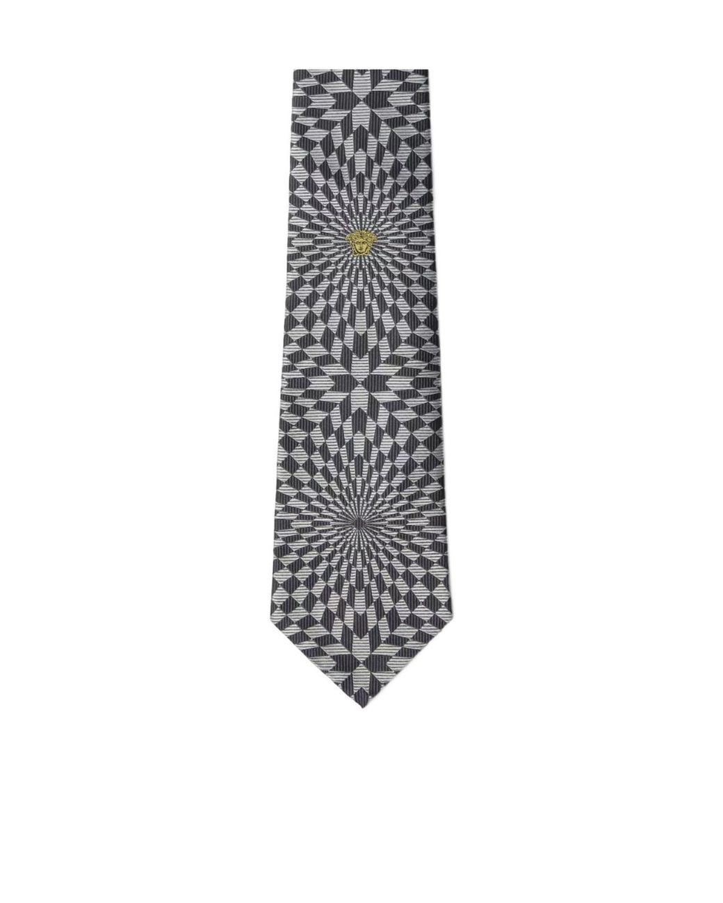 Versace White Pattern-Jacquard Twill Tie for men