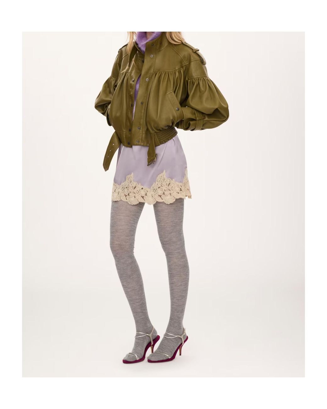 Chloé Green Chloé Gathered Belted Jacket