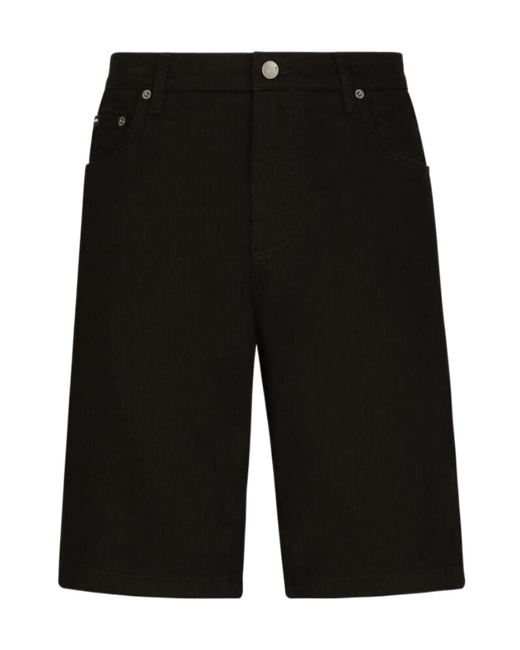 Dolce & Gabbana Black Logo Plaque Denim Shorts for men