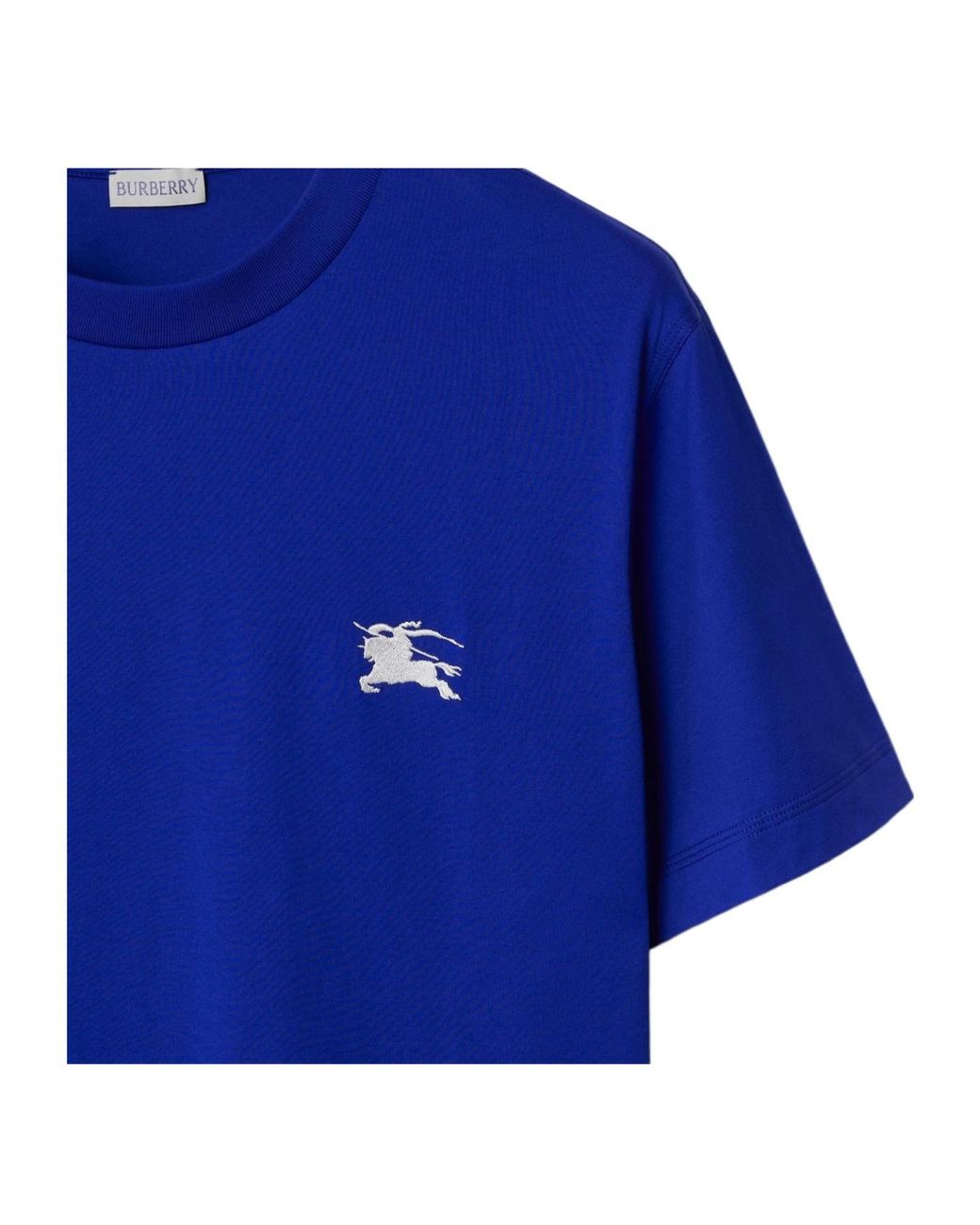 Burberry Blue Edk Embroidered Cotton T-Shirt for men