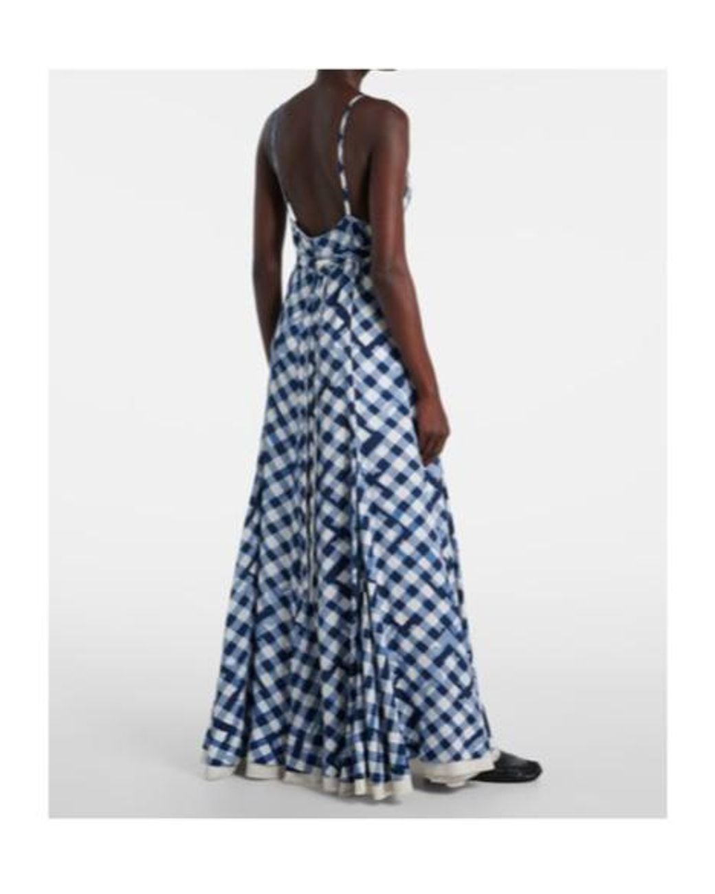 Proenza Schouler Blue June Checked Crepe De Chine Maxi Dress