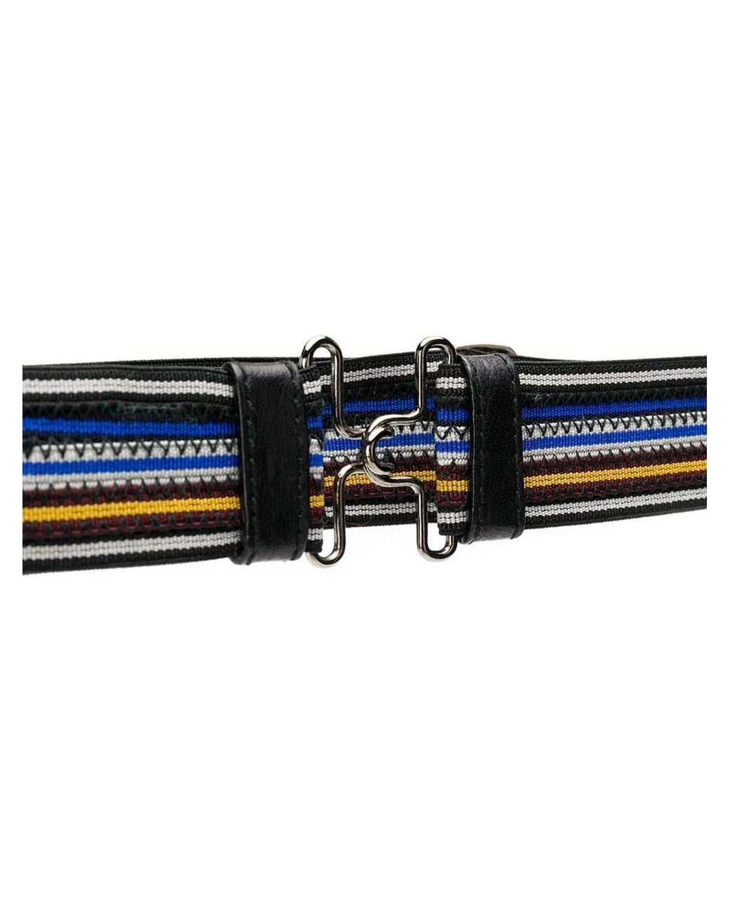 Prada White Striped Clasp-Buckle Belt