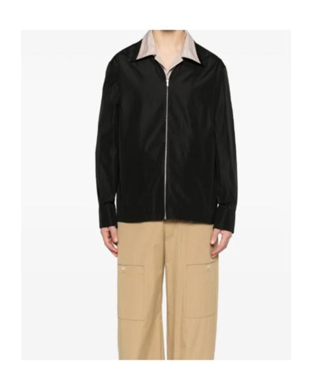 Jil Sander Black Zip-Up Shirt for men