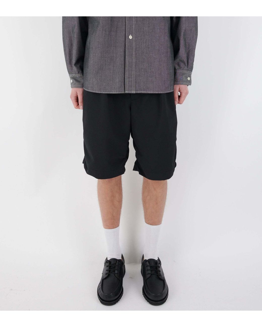 Nanamica Black Alphadry Double Pleat Shorts for men