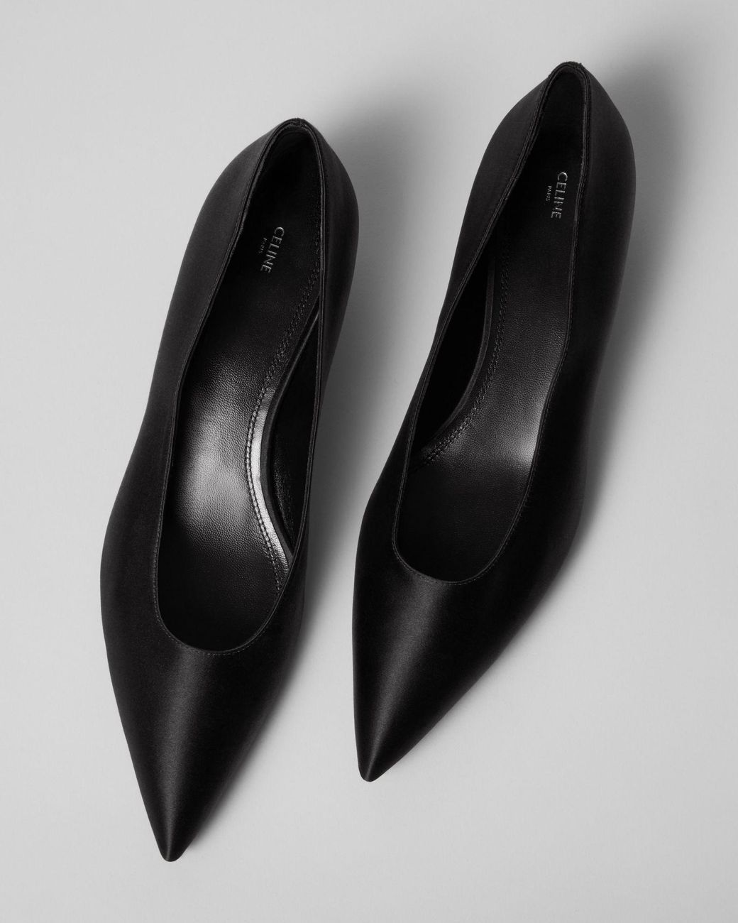 Céline Black Satin Kitten Pump