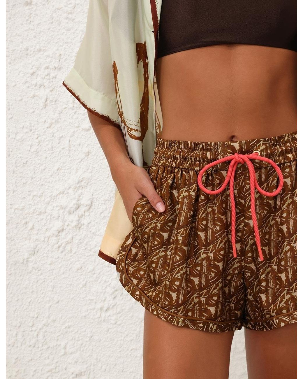 Zimmermann Brown Drawstring Shorts