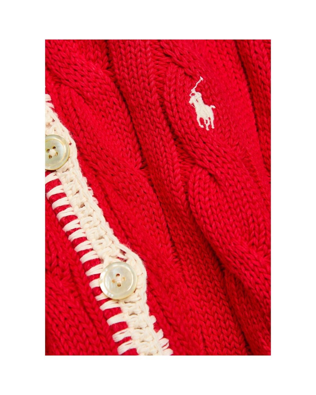 Polo Ralph Lauren Red Cotton Slim-Fit Cropped Cardigan