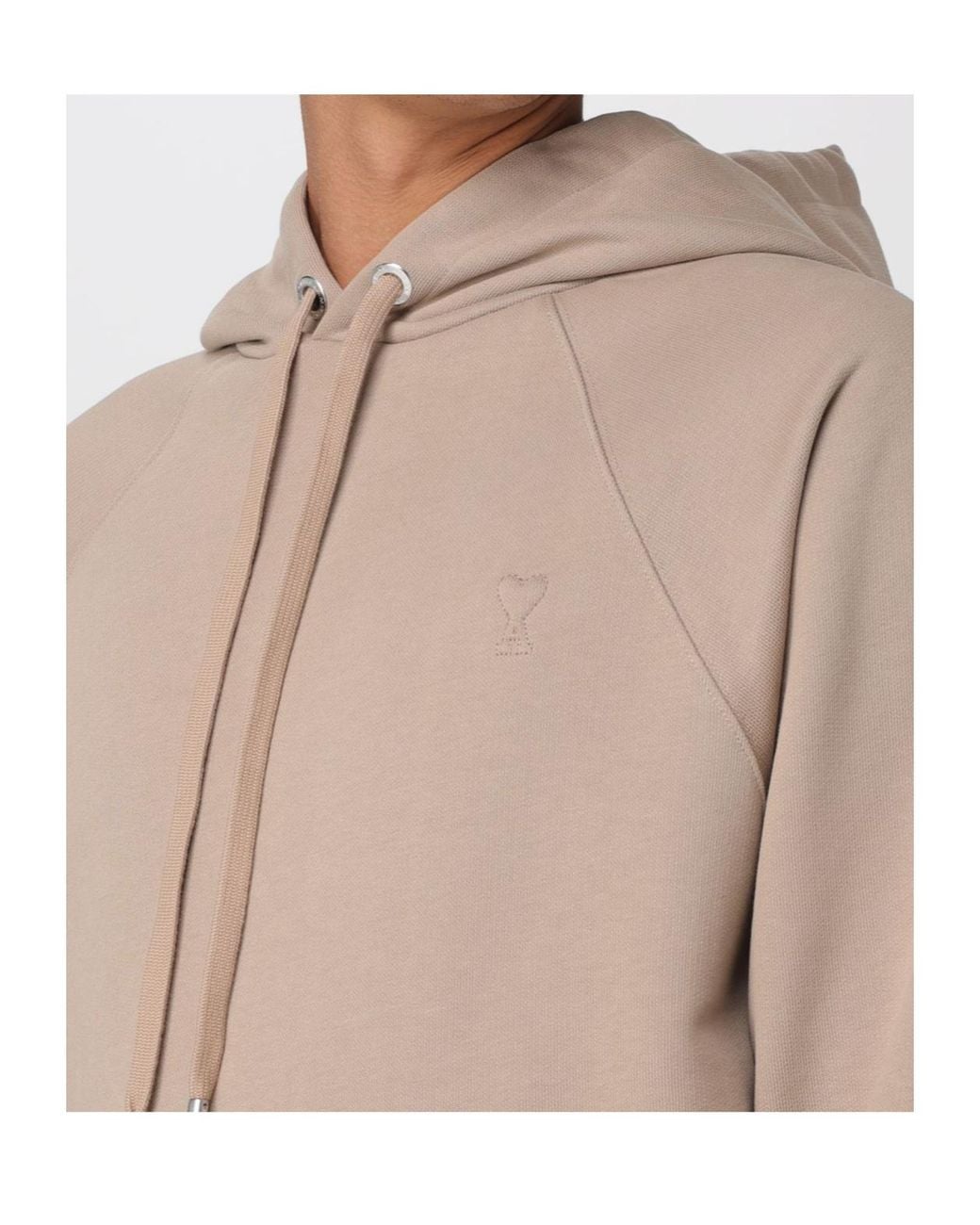 AMI Natural Ami Logo Detailed Drawstring Hoodie for men