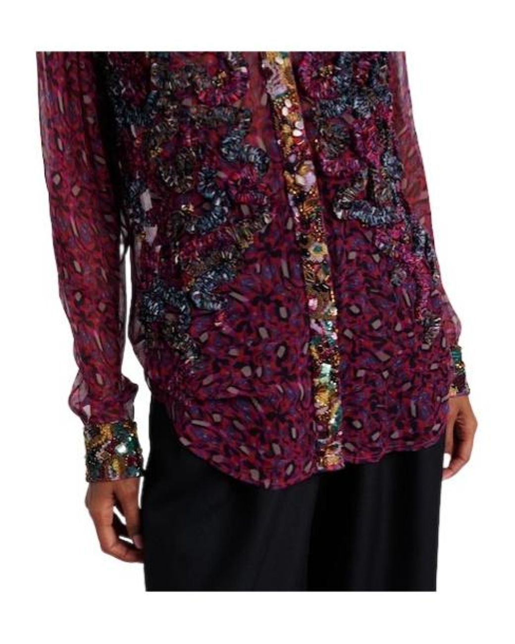 Dries Van Noten Purple Embellished Embroidered Shirt