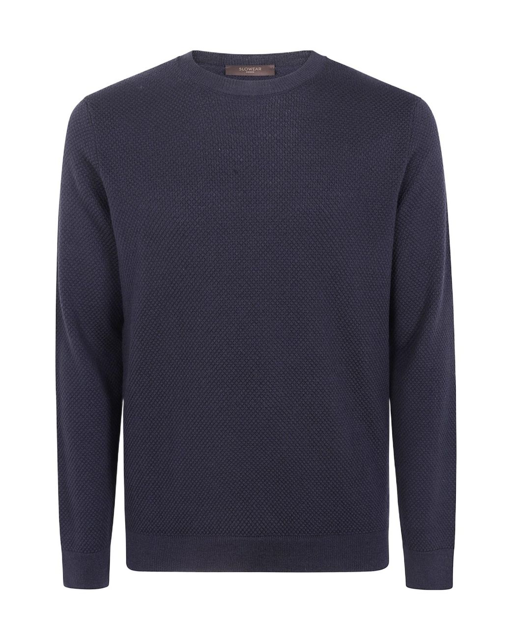 Zanone Blue Waffle-Knit Round-Neck Sweater for men