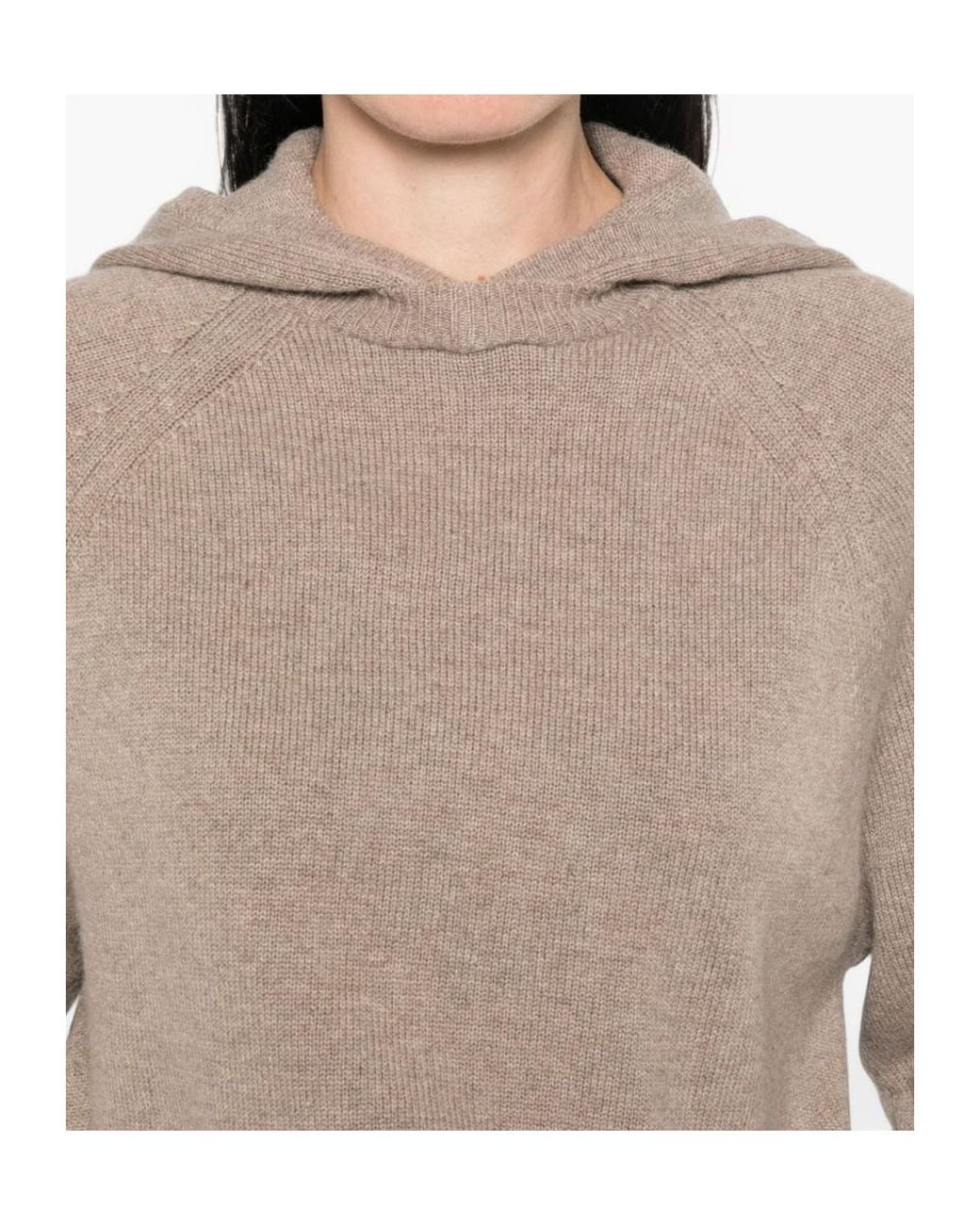 Max Mara Natural Mxmefebo Long Sleeved Knitted Hoodie