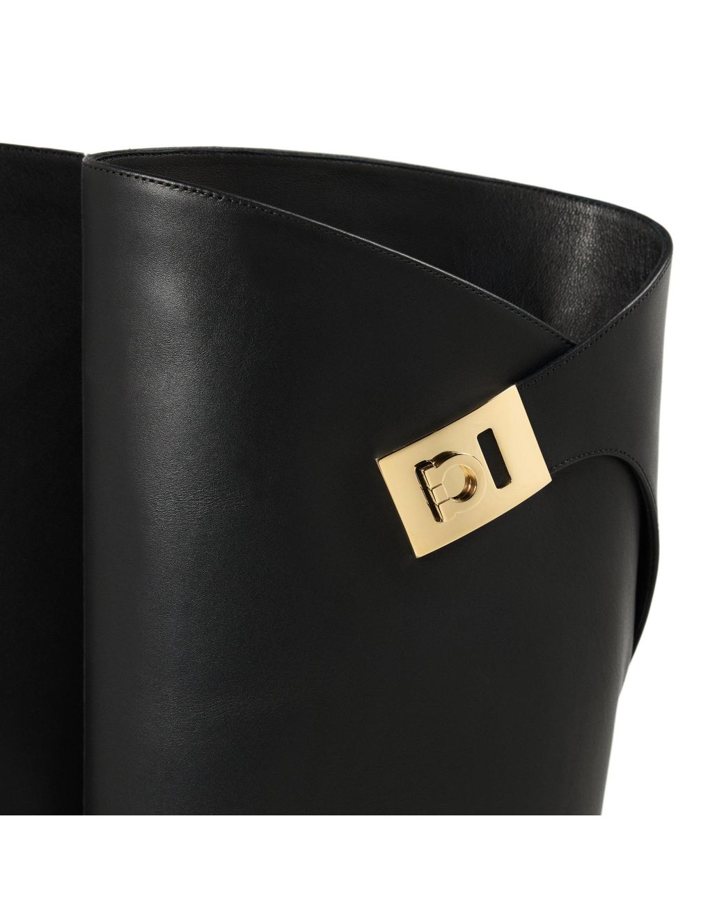 Ferragamo Black Leather Kneehigh Boot