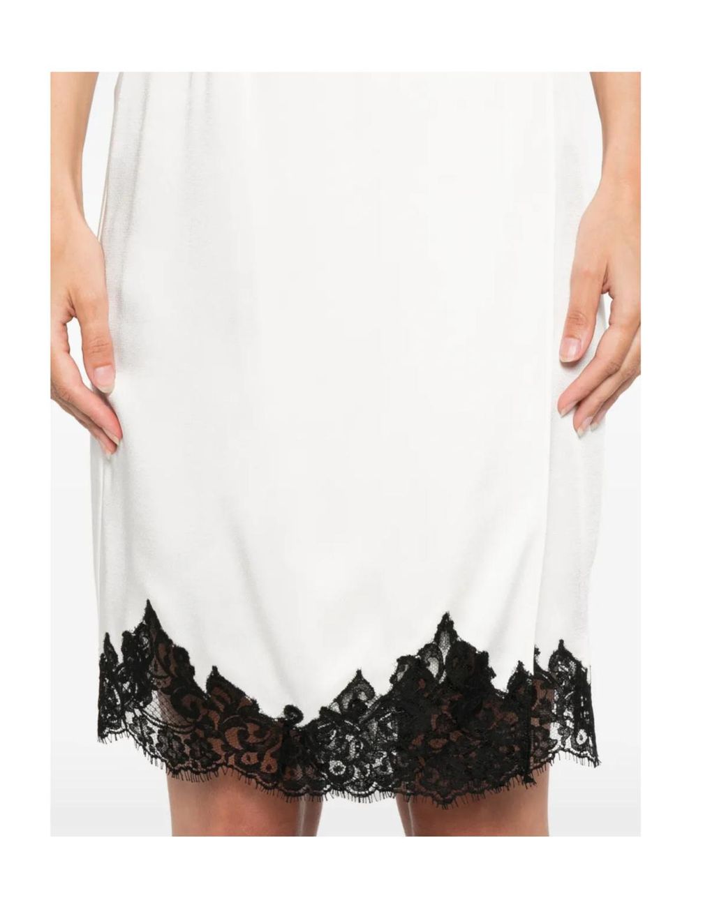 Stella McCartney Black Lace-Trim Satin Midi Skirt