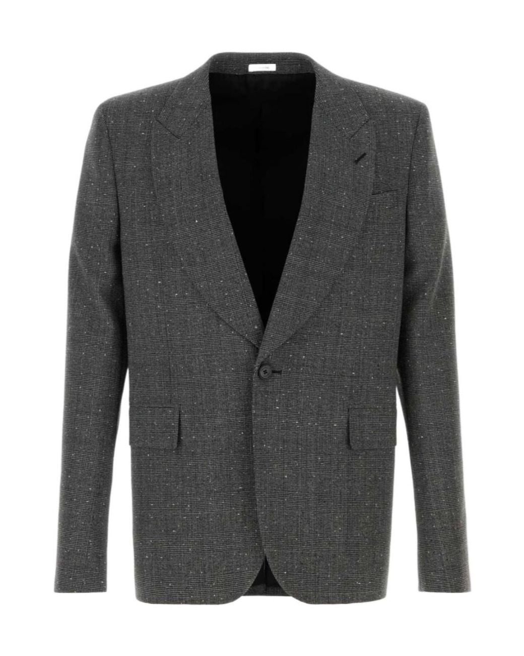 McQueen Gray Single Breasted Embellished Jacket for men