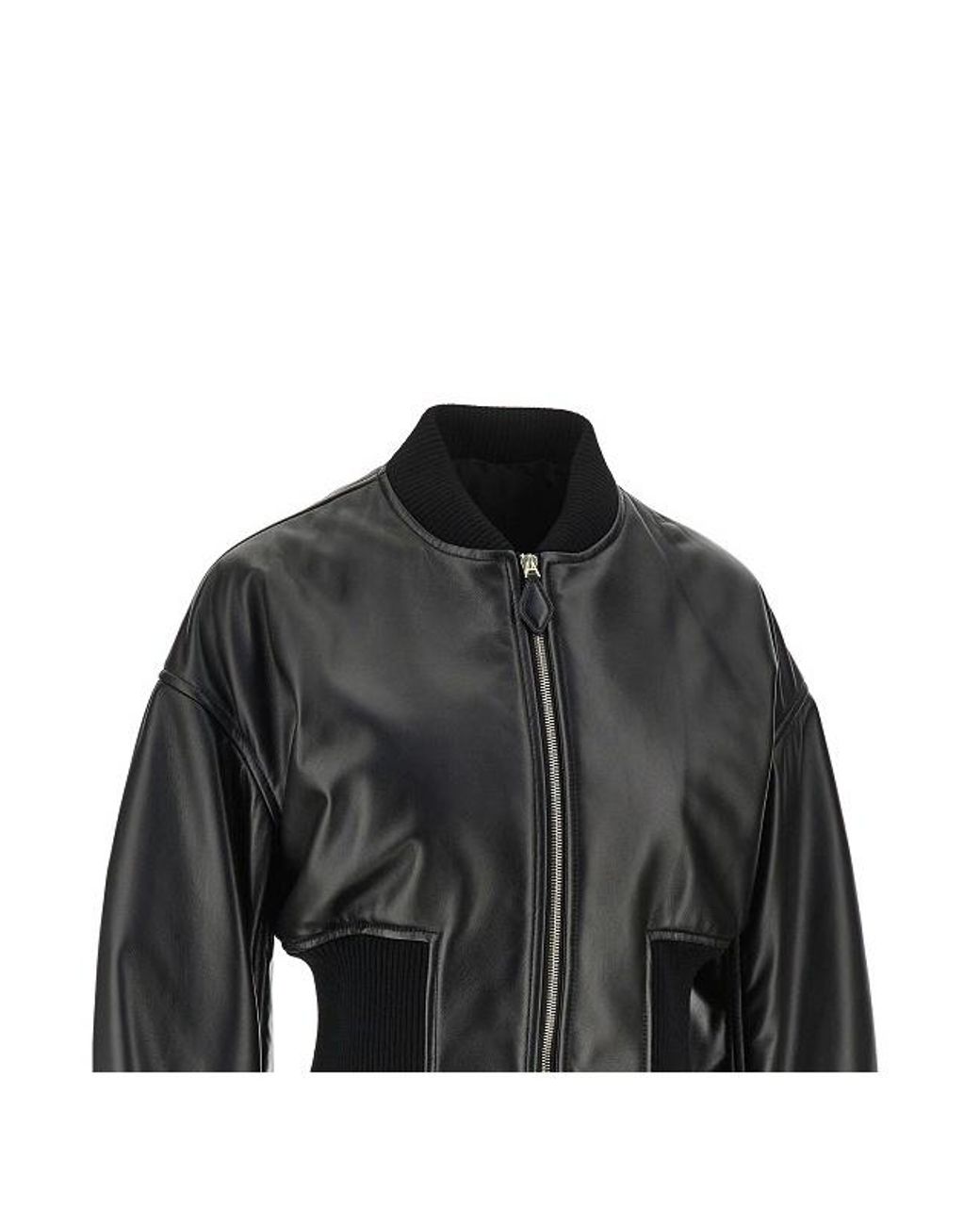 Alaïa Black Leather Bomber Jacket