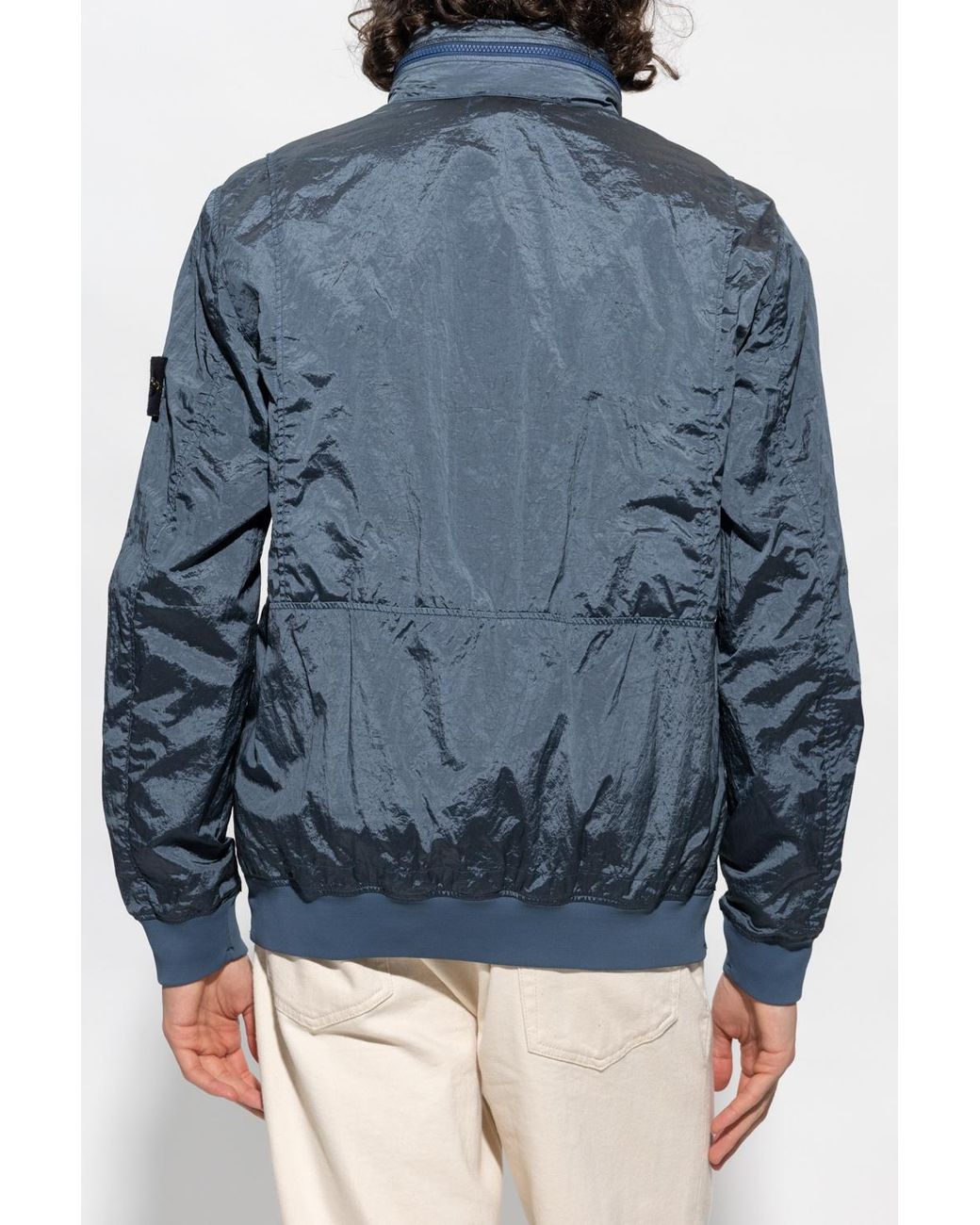 Stone Island Blue Logo Patch Zipped Jacket for men