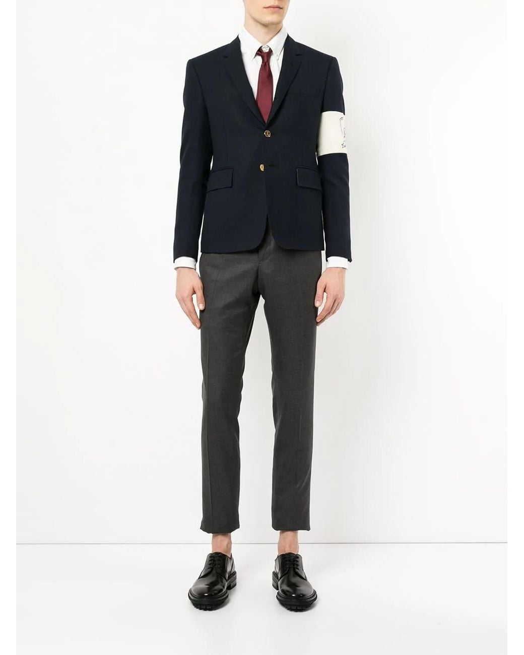 Thom Browne Gray Low Rise Skinny Side Tab Trouser for men