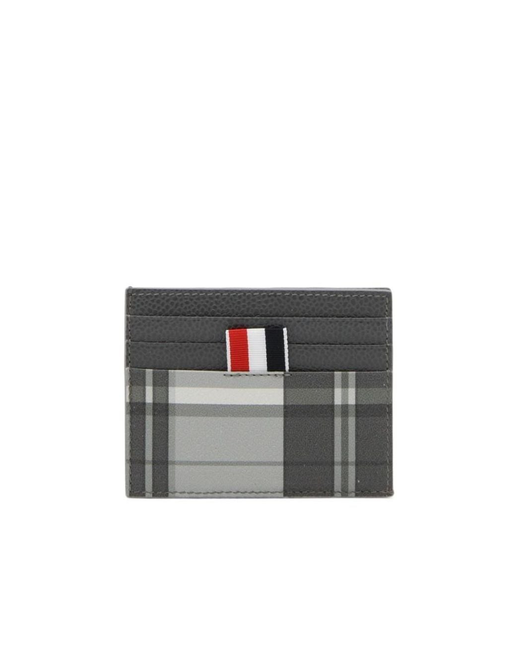 Thom Browne Black Logo-Tag Check-Pattern Cardholder for men