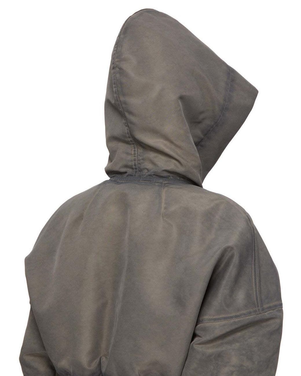 Rick Owens Gray Zip-Up Cropped Hoodie