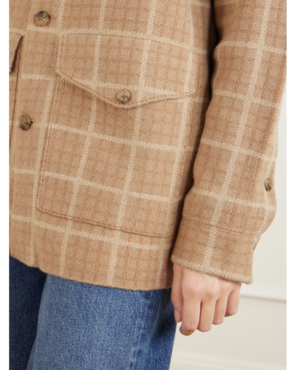 Guest In Residence Natural Checked Wool And Cashmere-Blend Jacket