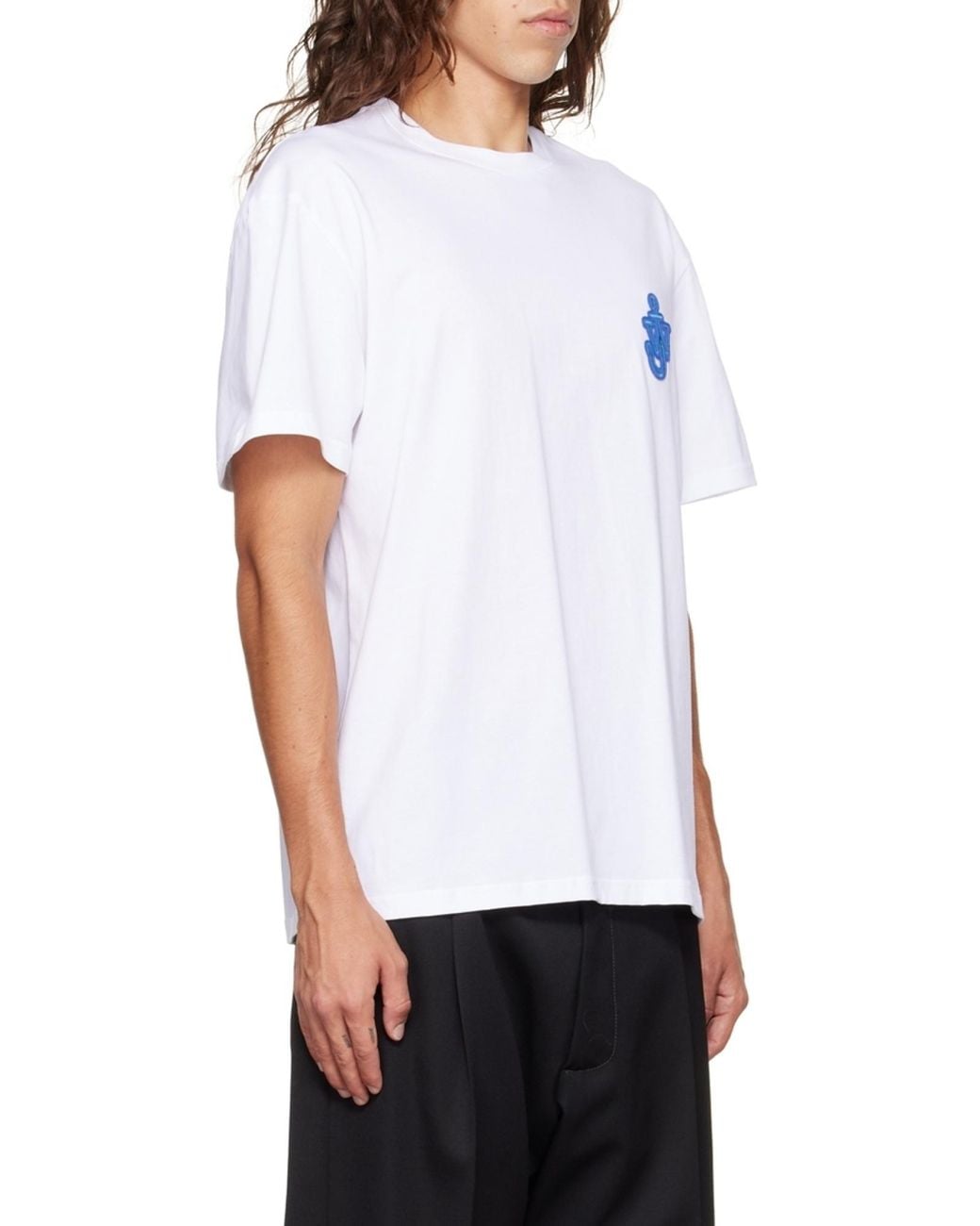 J.W. Anderson White Jw Anderson Logo Embroidered Crewneck T-Shirt for men