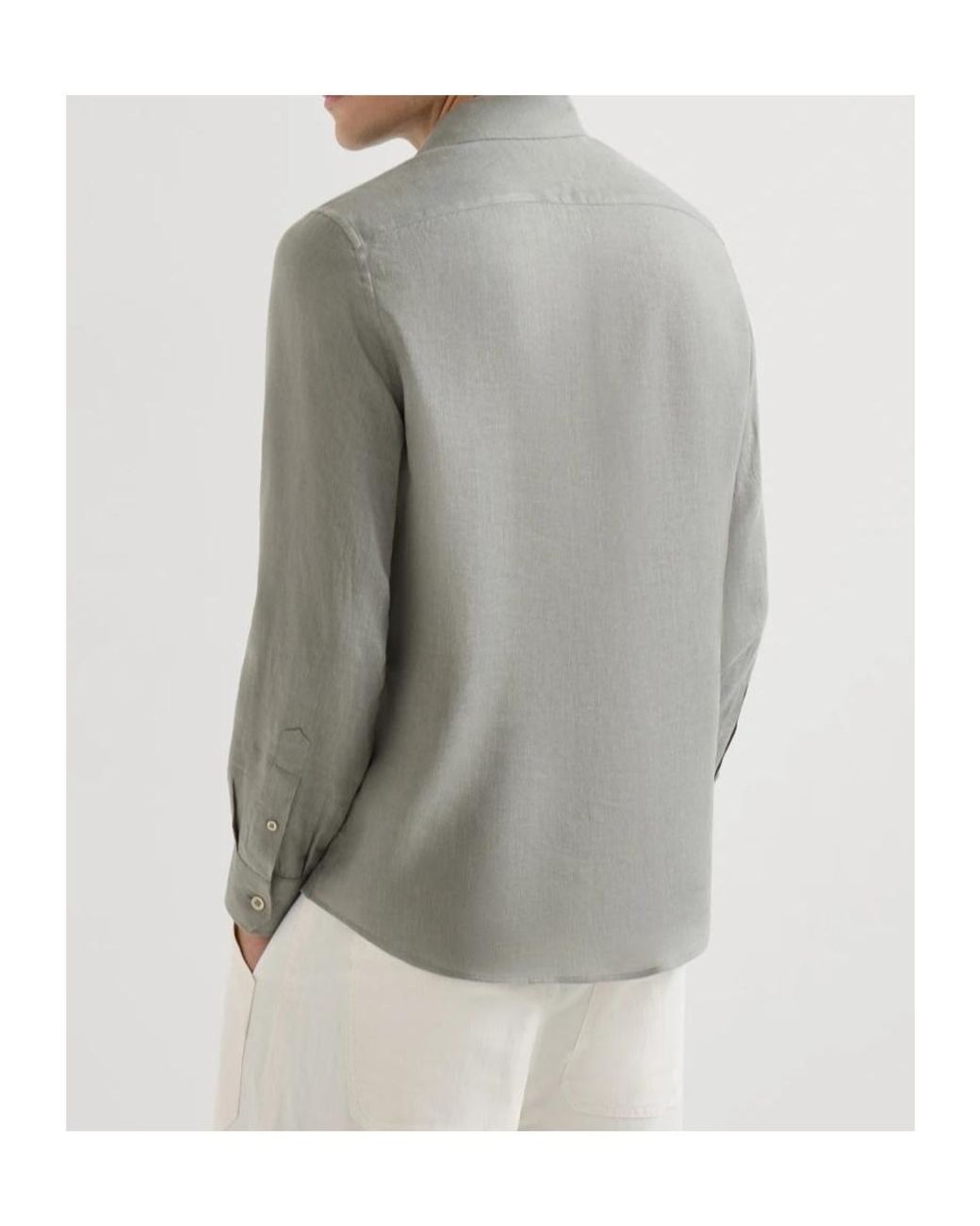 Brunello Cucinelli Gray Pocket Detailed Easy Fit Shirt for men